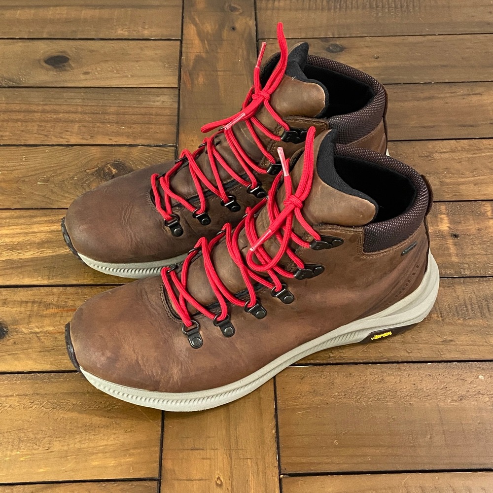 Merrell Ontario 2 Mid Waterproof Hiking Boots Brown Leather Vibram Mens 11.5